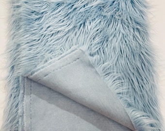 Baby Blue Shaggy Faux Fur Fabric By Yard, Long Pile Luxury Shaggy Craft, Costume, Apparel, Decoration, Cosplay, Sewing Decoration 60" Wide