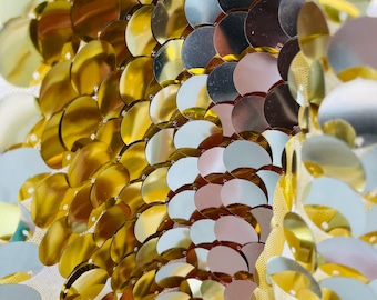 Gold Round Sequin Fabric: Mermaid Dress Material, 56/58" Wide