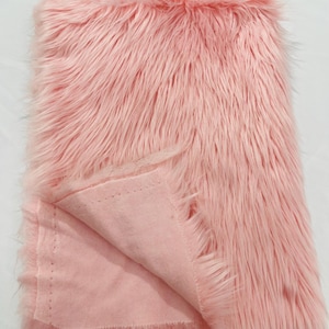 Baby Pink Shaggy Faux Fur Fabric By Yard, Long Pile Luxury Shaggy Craft, Costume, Apparel, Decoration, Cosplay, Sewing Decoration 60&quot; Wide
