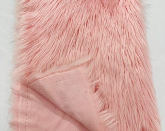 Baby Pink Shaggy Faux Fur Fabric: Long Pile, 60" Wide
