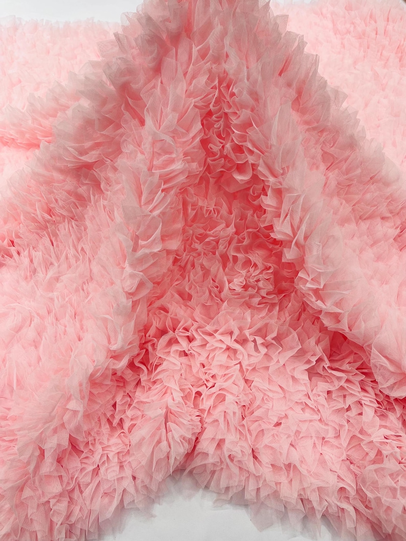Baby Pink Tulle Ruffle Fabric, 60