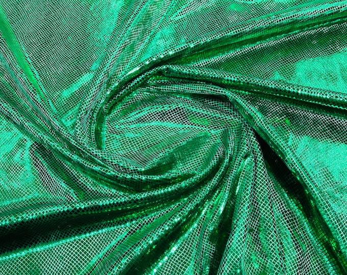 Emerald Green Snake Skin On Stretch Velvet - Sold By The Yard - 58"/60" Snake Velvet Spandex Fabric