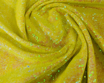 Yellow Iridescent Sequin Fabric Mini Glitz Sequins, Sequin Fabric Dresses-Nightgowns (Choose The Quantity)