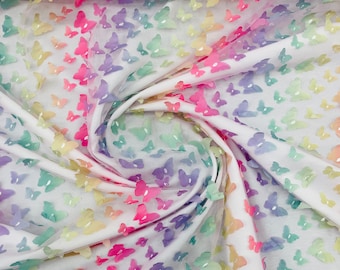 3D Butterfly Lace Fabric: Multi-Color Embroidered Tulle Mesh, Bridal Wedding Dress by the yard