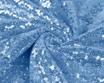 Baby Blue Sequin Fabric Mini Glitz Sequins, By The Yard Sequin Fabric Dresses-Nightgowns-Prom Gown (Choose The Quantity)