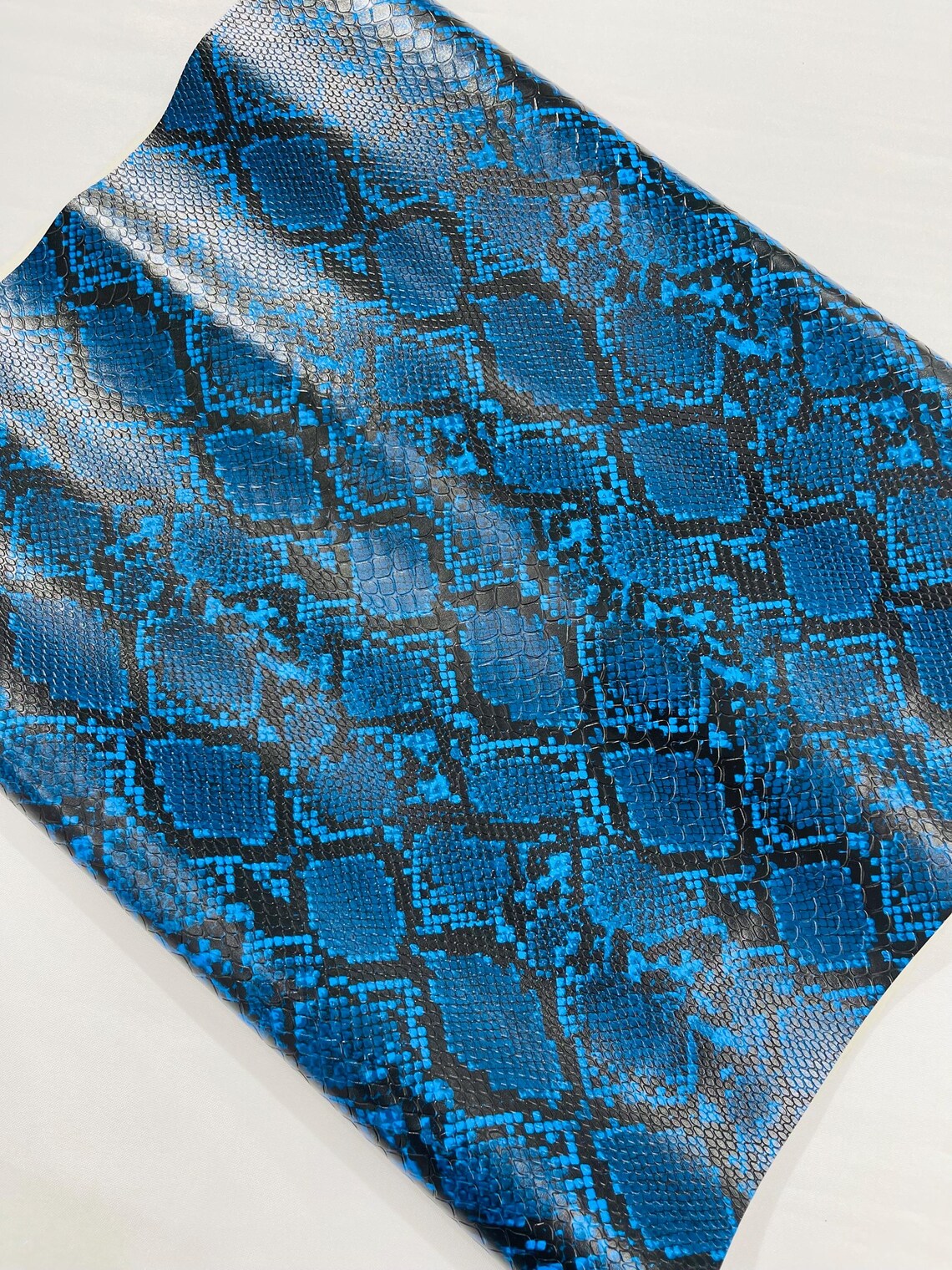 Midnight Blue Snake Skin Embossed Vinyl: Python Faux Leather Upholstery ...