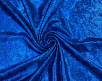 Royal Blue Foiled 4-Way Stretch Velvet Fabric: 60" Wide by the yard