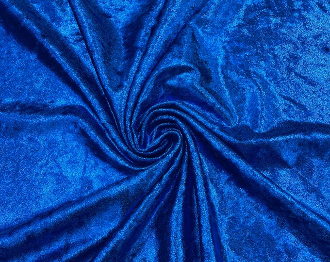 Royal Blue Foiled Stretch Velvet By The Yard | Velvet Fabric | Foiled Velvet 4Way Stretch 60'' Wide, Sewing, Apparel, Mia Fabrics Inch