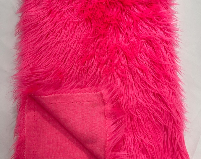 Shocking Pink Shaggy Faux Fur Fabric By Yard, Long Pile Luxury Shaggy Craft, Costume, Apparel, Decoration, Cosplay, Sewing Decoration 60"Wid