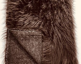 Brown Shaggy Faux Fur Fabric: Luxury Long Pile, 60" Wide