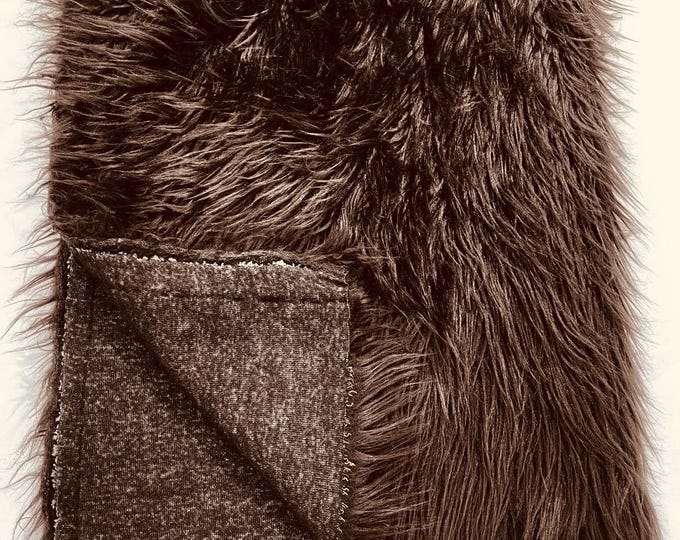 Brown Shaggy Faux Fur Fabric: Luxury Long Pile, 60" Wide