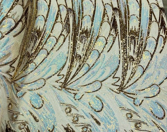 Olivia Design Iridescent Sequin Fabric - White 4 Way Stretch Spandex Mesh, By The Yard