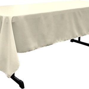 Ivory Polyester Tablecloth: 60&quot; Wide Rectangular Table Cover, Made in USA