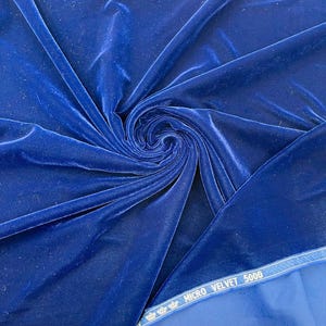 Navy Blue Micro Velvet by the yard, Micro Velvet Fabric 54&#39;&#39; Wide, Velvet Fabric, Sewing, Apparel, Costume, Craft {Choose quantity}