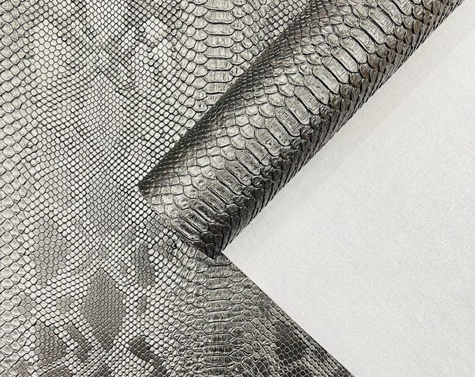 Black Faux Viper Snake Skin Vinyl-faux Leather-3D Scales-sold Vinyl For upholstery  By The Yard