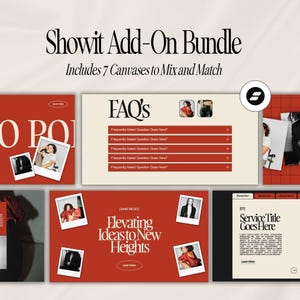 Showit Canvas Add-Ons, Accordion Canvas, Template, FAQ Showit Canvas, Showit Template, Bunte Website, Rote Website, Testimonial Canvas