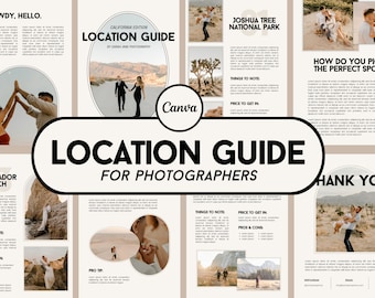 Photographer Location Guide, Wedding Photography Template, Photography Template, Photography Location Template, Brochure Canva Template