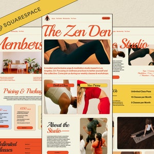 May include: Website homepage for The Zen Den, a yoga and meditation studio in Los Angeles, California. The website features images of people practicing yoga, a pricing table, and information about the studio.