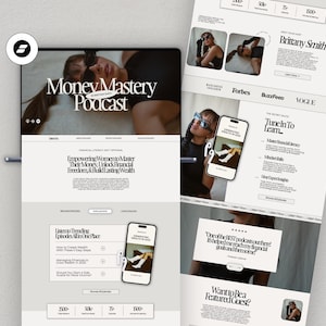 Showit Podcast Page Template, Podcaster Website Template, Premium Showit Template, One Page Showit Add On, Monochromatic Website