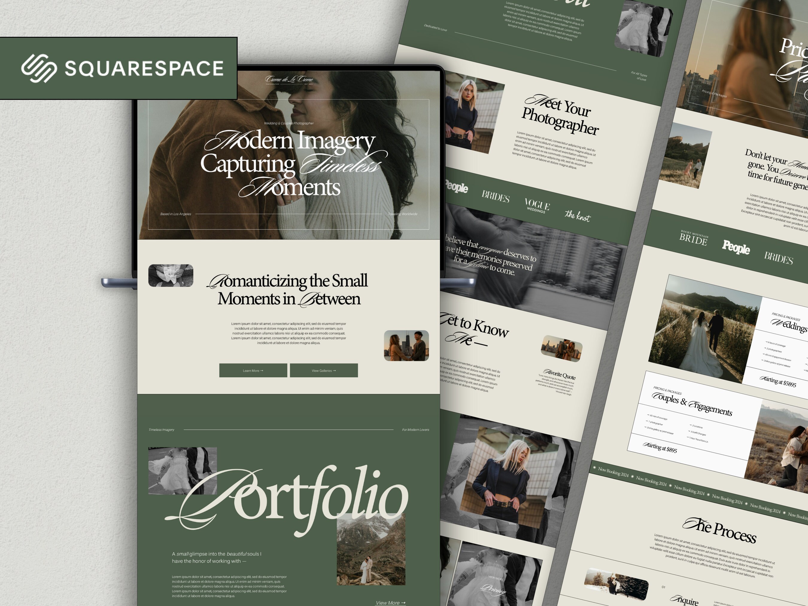 Squarespace Photographer Website, Moody Wedding Photographer Website, Squarespace 7.1 Template for Elopement Photographers, Luxury Website