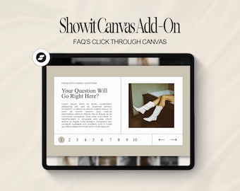 Showit Canvas Add-On, FAQ Canvas for Showit, Neutral Showit Template, FAQ Click Through Canvas