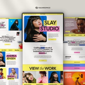 Een opvallend en speels Squarespace-sjabloon voor een creatief bureau, coaches, kleurrijk ontwerp en een website van 7.1.