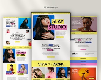 Squarespace Template for Creative Marketing Agency, Virtual Assistant Website, Colorful Squarespace 7.1 Template, Premium Squarespace