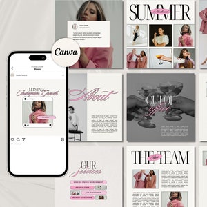 Instagram Templates for Business Coach, Pink Template, Coach Instagram Template, Social Media Marketing Agency, Virtual Assistant Instagram