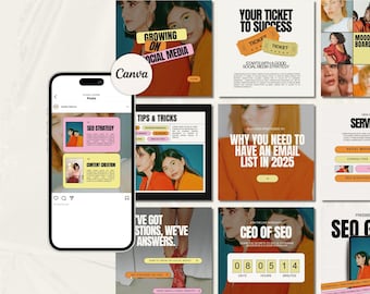 Instagram-sjablonen voor zakelijke coaches, pastelsjabloon, virtuele assistent Instagram-sjabloon, sjablonen voor social media-marketingbureau
