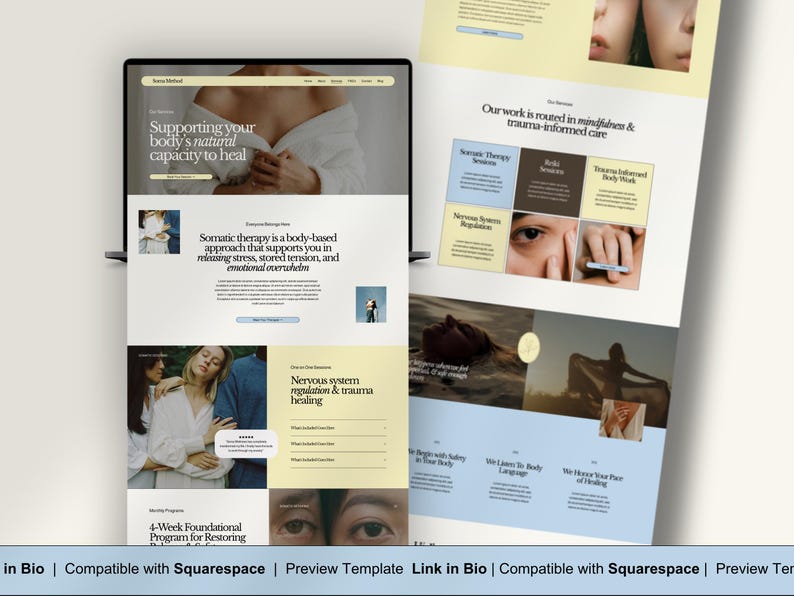 Therapeut Squarespace Template, Modernes Pastell Squarespace Design für Counselor & Coaches, Premium Squarespace, Wellness Professionals Bild 2