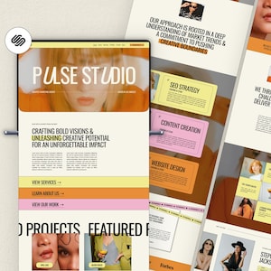 Squarespace Template for Creative Marketing Agency, Virtual Assistant Website, Pastel Squarespace 7.1 Template, Premium Squarespace