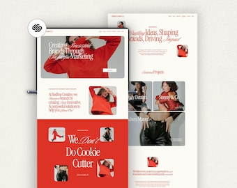Bold Squarespace Template for Creative Agency, Virtual Assistant Website, Red Squarespace 7.1 Template, Premium Squarespace Website
