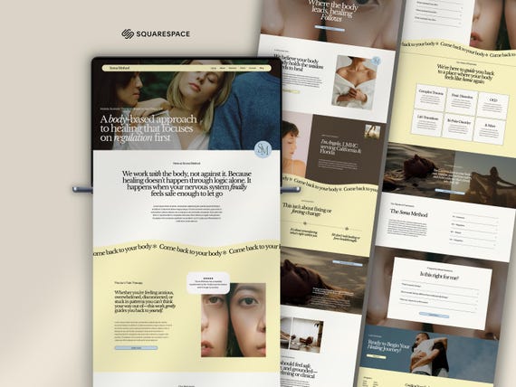 Therapist Squarespace Template, Modern Pastel Squarespace Design for Counselors & Coaches, Premium Squarespace, Wellness Professionals