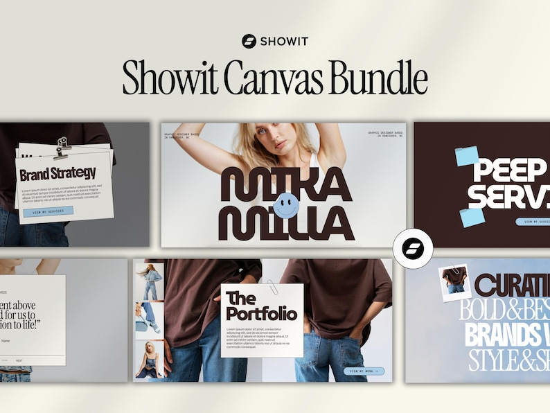 Showit Canvas Bundle, Editorial Design, Stacking Elements, Bold Website ...