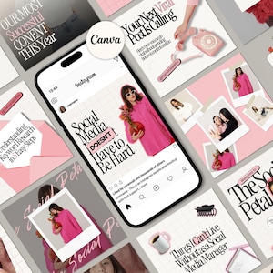 Pink Instagram Templates for Business Coaches, Brand Strategist Template, Coach Instagram Template, Social Media Marketing Agency Templates