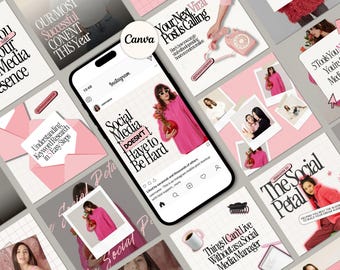 Pink Instagram Templates for Business Coaches, Brand Strategist Template, Coach Instagram Template, Social Media Marketing Agency Templates