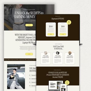 Puede incluir: Una captura de pantalla de un sitio web que muestra un fondo marr&oacute;n oscuro con texto blanco. El texto dice "UNLOCK the SECRETS to EARNING MONEY". El sitio web tambi&eacute;n presenta una secci&oacute;n titulada "Payment OPTIONS" con dos opciones de precios: $ 1500 y $ 800. El sitio web tambi&eacute;n presenta una secci&oacute;n titulada "DON'T just TAKE IT FROM Me" con tres testimonios de personas que han tomado el curso. El sitio web tambi&eacute;n presenta una secci&oacute;n titulada "CHANGE YOUR LIFE WITH MY Proven STRATEGIES TO GENERATE Income ONLINE".
