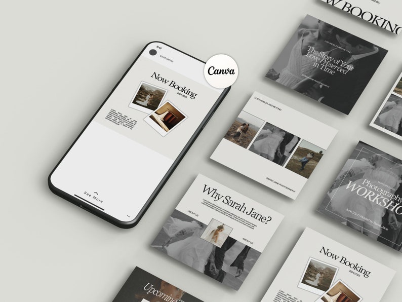 Photography Business Instagram Post Templates, Photography IG Templates, Photographer Instagram Ad Templates, IG Canva Templates image 4