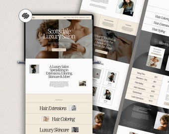 Modèle de site Web de salon de coiffure, Thème Squarespace pour site Web de coiffeur, Site de réservation, Modèle Squarespace Premium, Site Web de coiffure, Salon de beauté