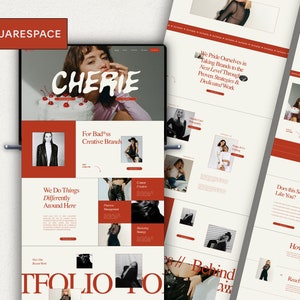 Modèle Squarespace pour agence de marketing, site Web d&#39;assistant virtuel, modèle Red Squarespace 7.1, modèle de site Web de gestionnaire de médias sociaux,