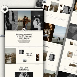 Sitio web de fotógrafo de Squarespace, sitio web minimalista de fotógrafo de bodas, plantilla premium de Squarespace, sitio web de lujo, sitio web neutral