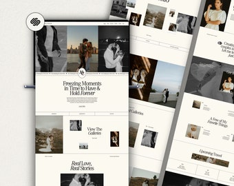 Squarespace Photographer Website, Minimalistic Wedding Photographer Website, Premium Squarespace Template, Luxury Website, Neutral Website