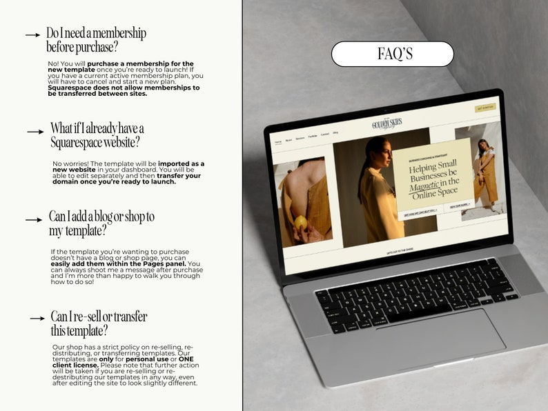 May include: A laptop computer displaying a website with the text "Helping Small Businesses be Magnetic in the Online Space". The website is designed to help small businesses succeed online. The laptop is on a gray surface.