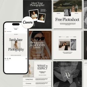 Photography Business Instagram Post Templates, Photography IG Templates, Photographer Instagram Ad Templates, IG Canva Templates image 1