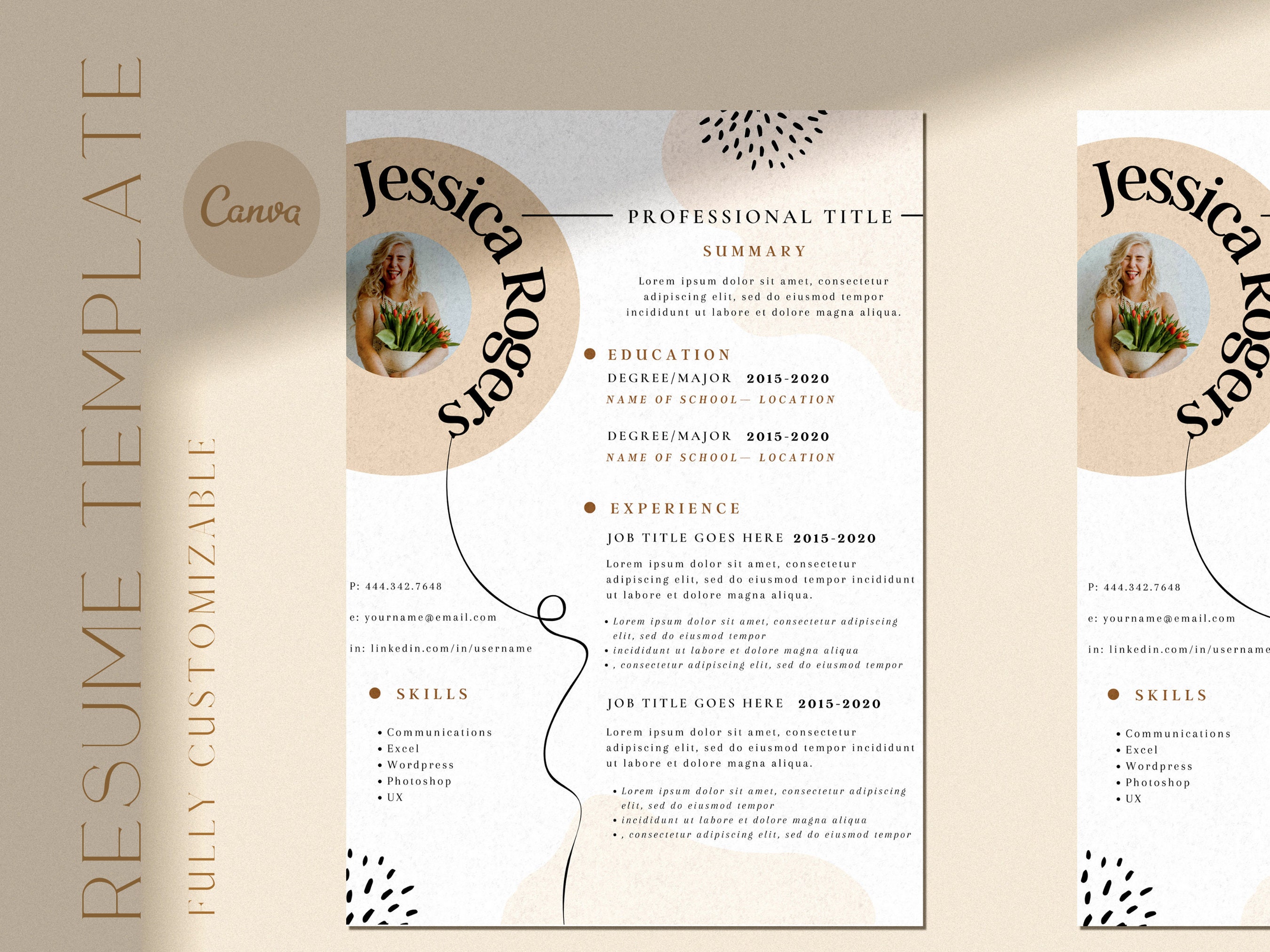 Resume Template - Sorority Resume Template For Canva | Modern Resume,…