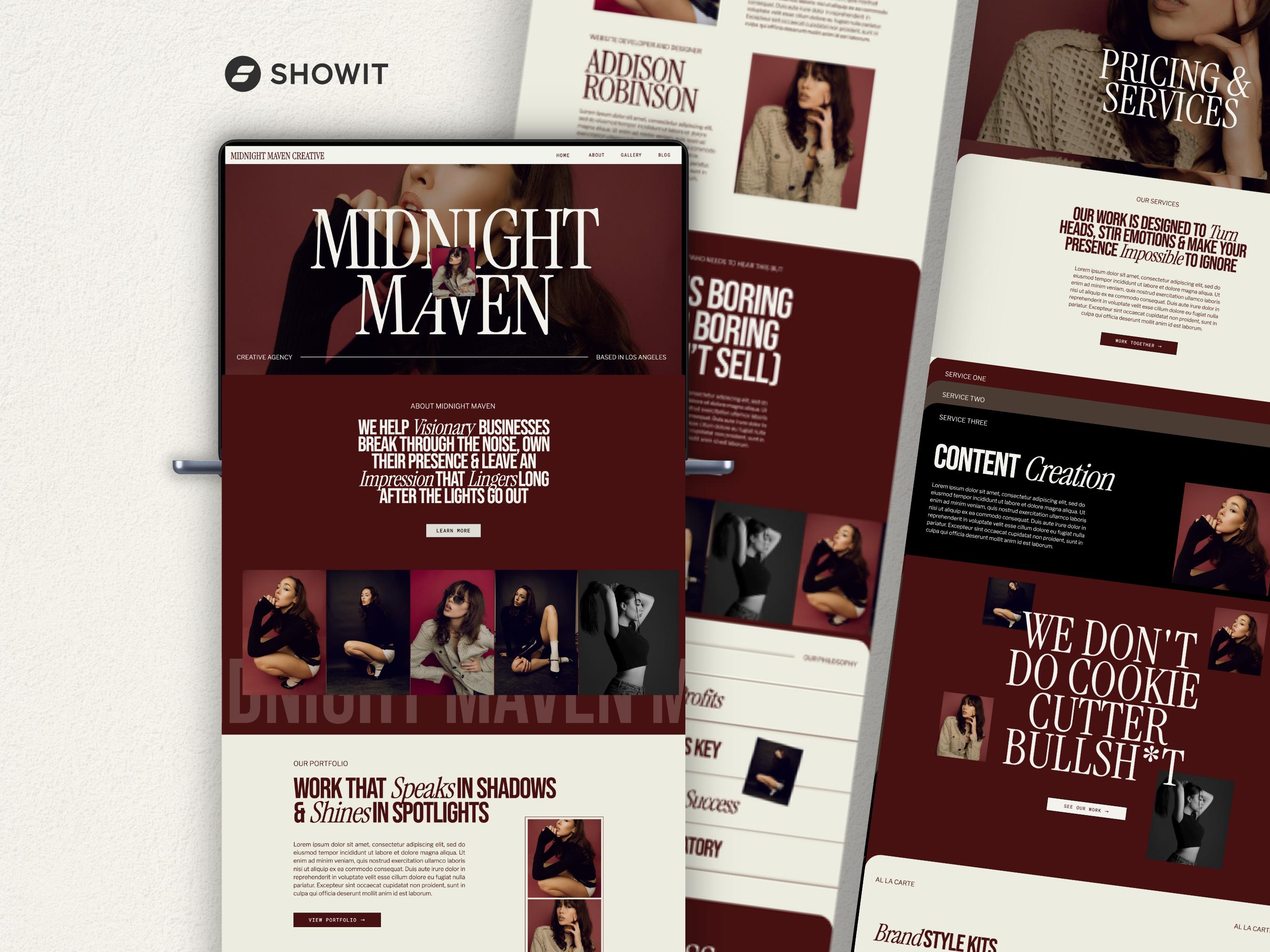 Showit Template for Creative Agency, Virtual Assistant Website, Moody ...