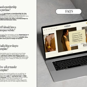 May include: A laptop computer with a website open on the screen. The website is for a business called "The Golden Sixes" and features a tagline that says "Helping Small Businesses be Magnetic in the Online Space". The website is on a grey surface.