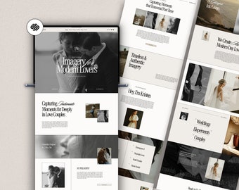 Squarespace Photographer Website, Minimalistic Wedding Photographer Website, Premium Squarespace Template, Luxury Website, Neutral Website