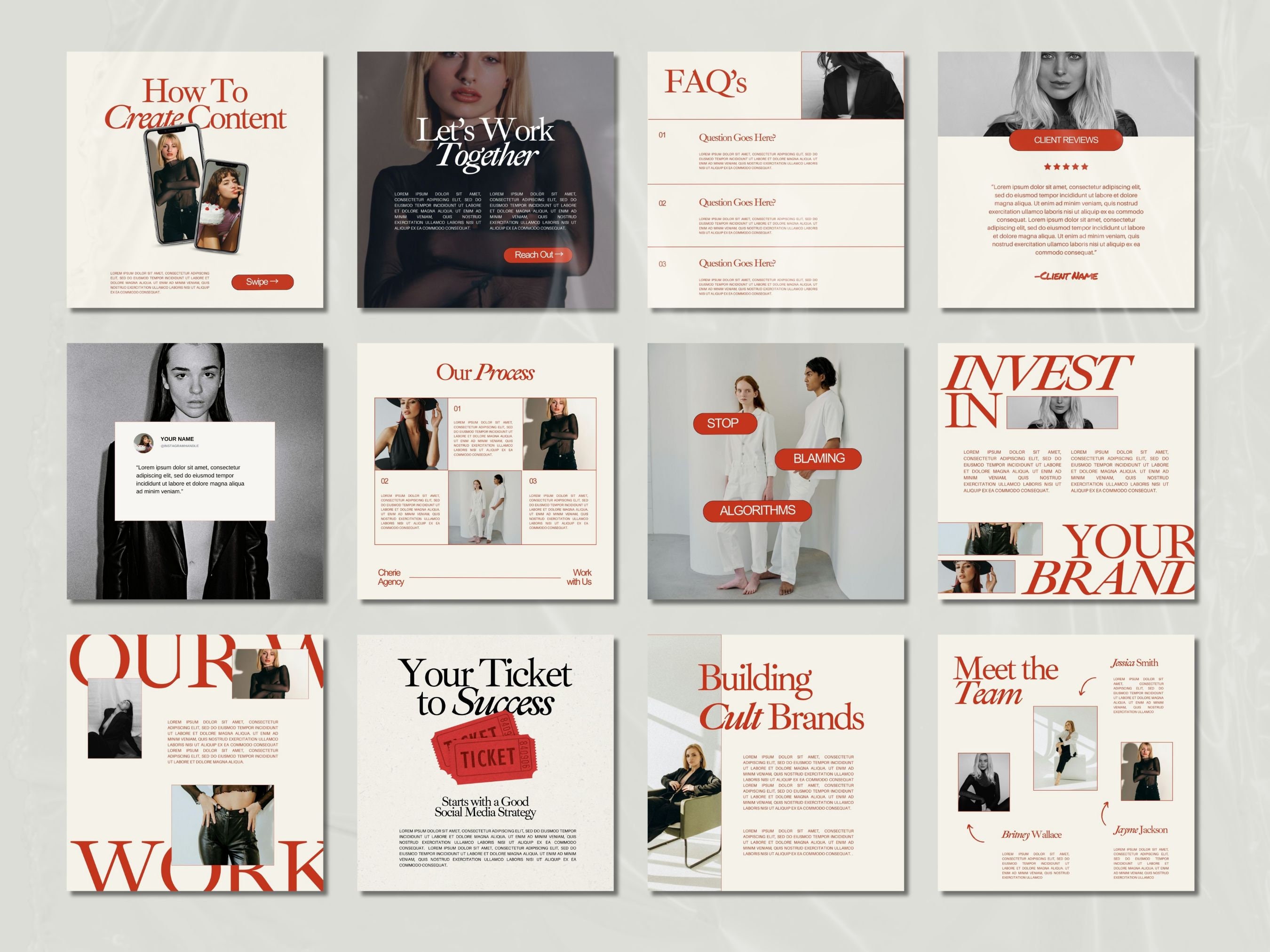 ビジネスコーチ向けレッドInstagramテンプレート、ブランド