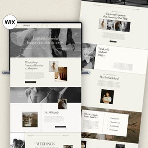 Sitio web premium de fotógrafos de Wix, sitio web moderno de fotógrafos de escapadas, sitio web de lujo, sitio web neutral, plantilla de Wix, diseño de sitio web de Wix